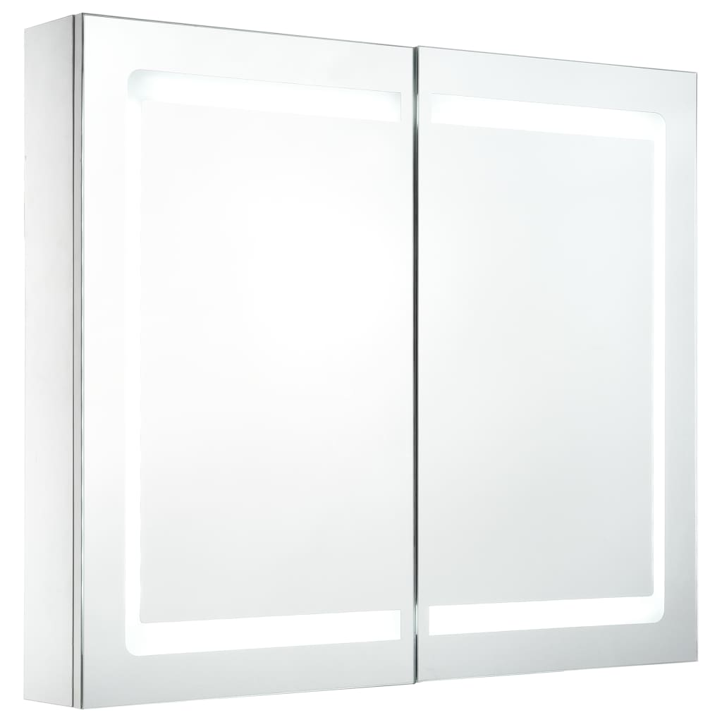 Armadietto Bagno con Specchio e LED 80x12,2x68 cm | homemem39