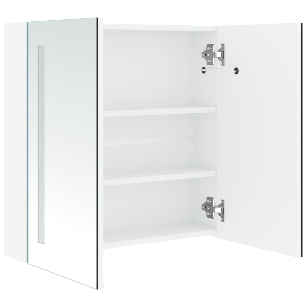 Armadietto Bagno con Specchio e LED 60x14x62 cm | homemem39