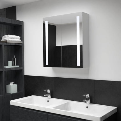 Armadietto Bagno con Specchio e LED 60x14x62 cm | homemem39