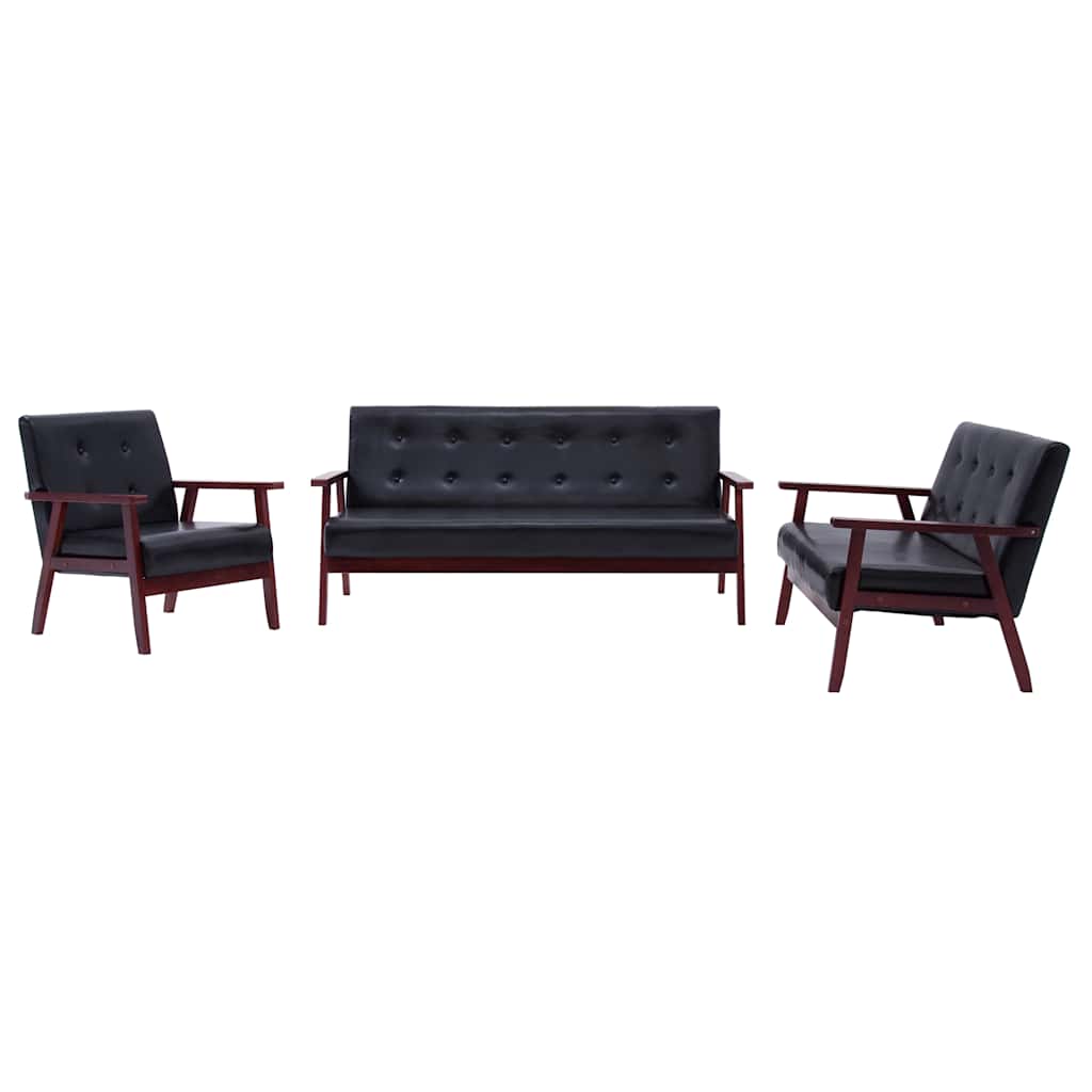 Set di Divani 3 pz Nero in Similpelle | homemem39