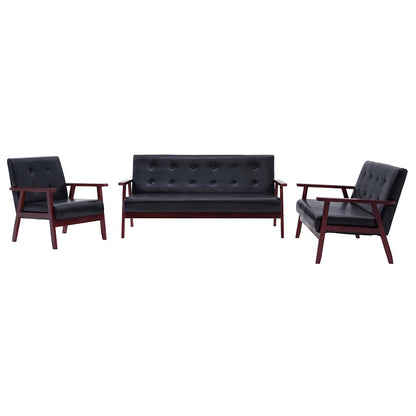 Set di Divani 3 pz Nero in Similpelle | homemem39