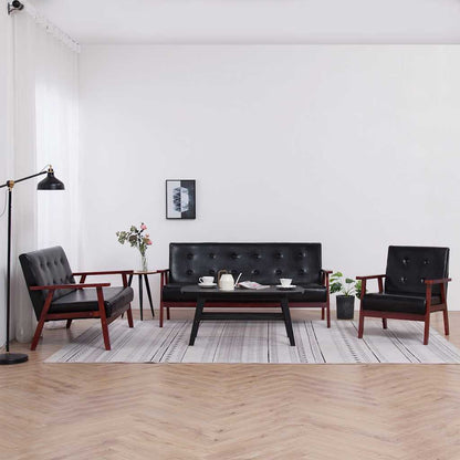 Set di Divani 3 pz Nero in Similpelle | homemem39