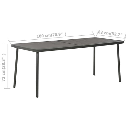 Tavolo da Giardino Grigio Scuro 180x83x72 cm in Acciaio | homemem39