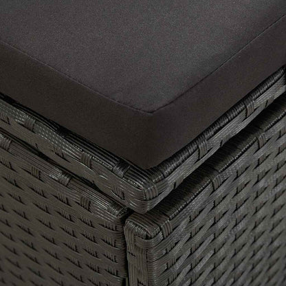 Lettino Prendisole con Cuscini in Polyrattan Nero - homemem39