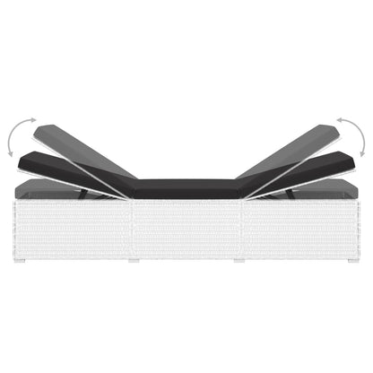 Lettino Prendisole Cuscino e Tavolino da Tè Polyrattan Bianco - homemem39