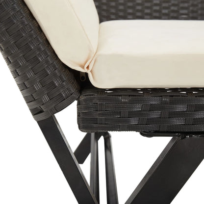 Panchina da Giardino con Cuscini 176 cm Nera in Polyrattan - homemem39