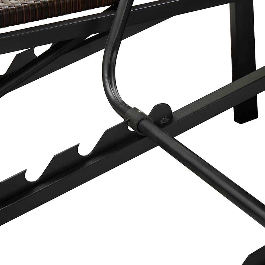 Lettino Prendisole a 2 Posti con Cuscino Marrone in Polyrattan