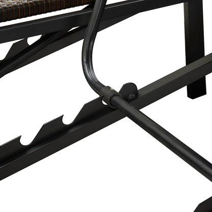 Lettino Prendisole a 2 Posti con Cuscino Marrone in Polyrattan