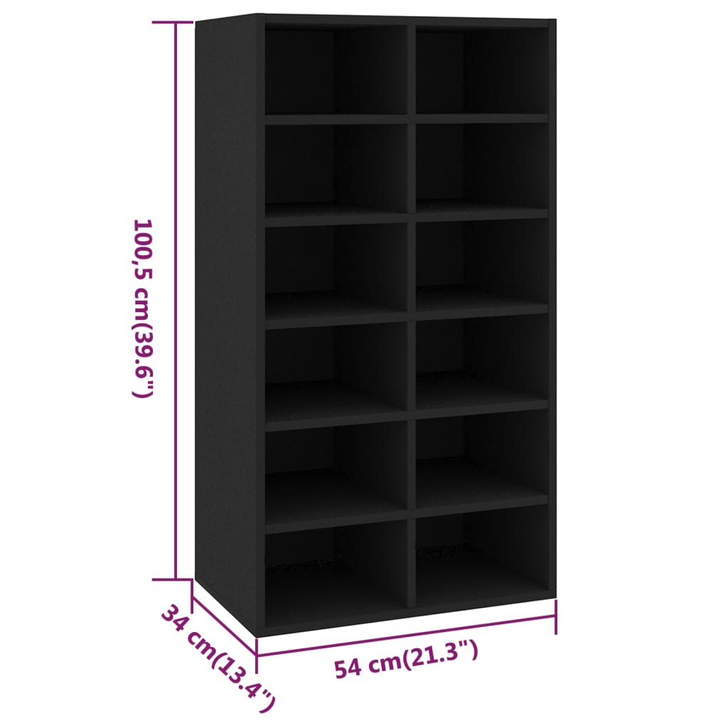 Scarpiera Nera 54x34x100,5 cm in Legno Multistrato - homemem39