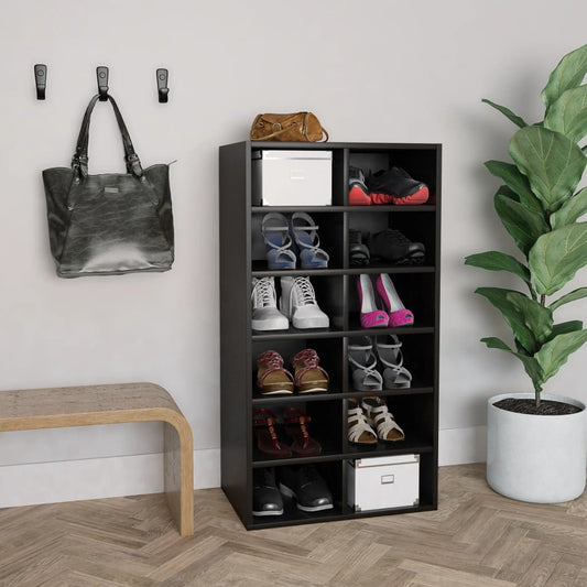 Scarpiera Nera 54x34x100,5 cm in Legno Multistrato - homemem39