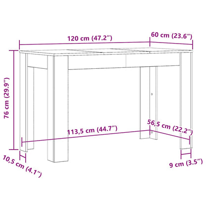 Tavolo da Pranzo Bianco 120x60x76 cm in Legno Multistrato | homemem39