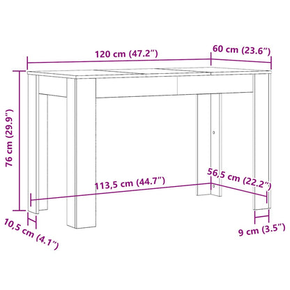 Tavolo da Pranzo Grigio Cemento 120x60x76 cm Legno Multistrato - homemem39