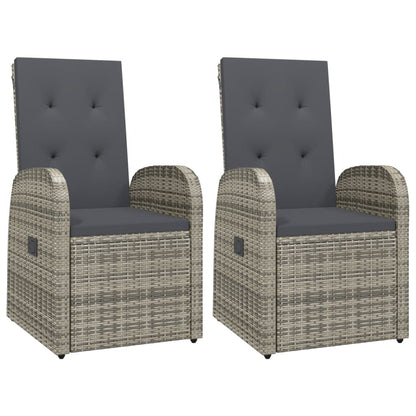 Sedie da Giardino Reclinabili 2 pz e Cuscini Polyrattan Grigio | homemem39