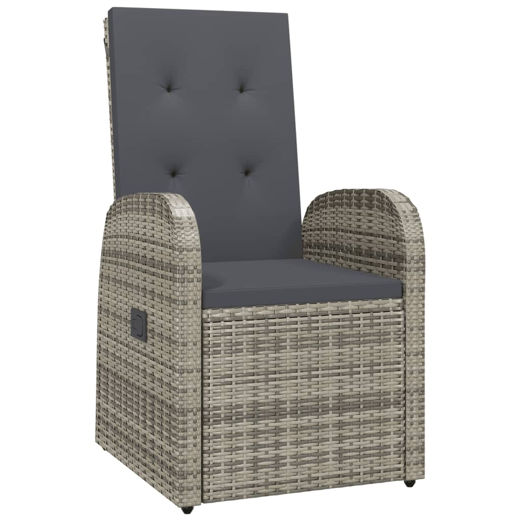 Sedie da Giardino Reclinabili 2 pz e Cuscini Polyrattan Grigio | homemem39
