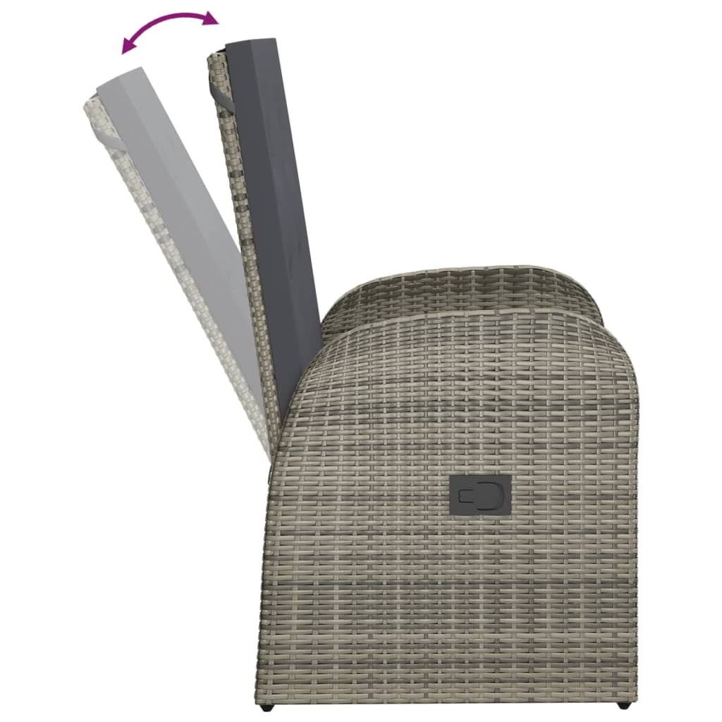 Sedie da Giardino Reclinabili 2 pz e Cuscini Polyrattan Grigio | homemem39