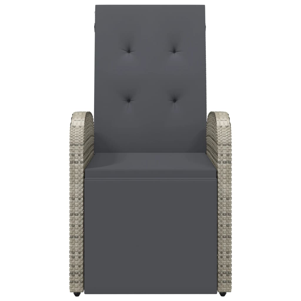 Sedie da Giardino Reclinabili e Cuscini Polyrattan Grigio | homemem39