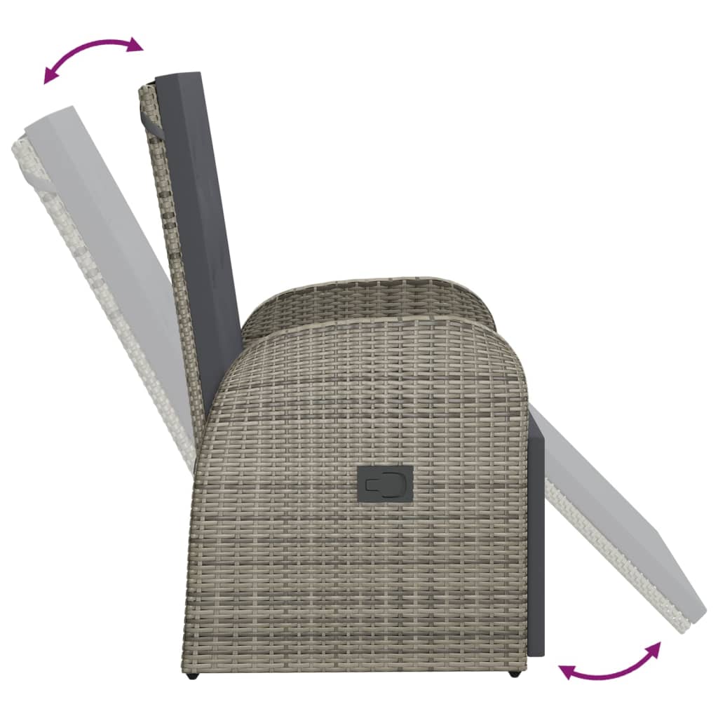 Sedie da Giardino Reclinabili e Cuscini Polyrattan Grigio | homemem39