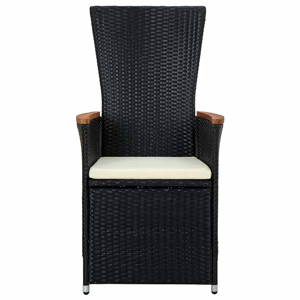 Set da Pranzo da Giardino 7 pz in Polyrattan e Acacia Nero
