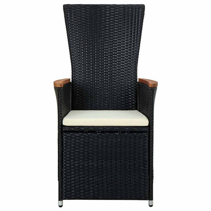 Set da Pranzo da Giardino 7 pz in Polyrattan e Acacia Nero
