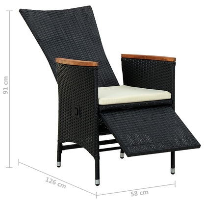 Set da Pranzo da Giardino 7 pz in Polyrattan e Acacia Nero | homemem39