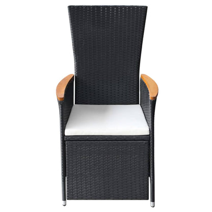Sedie da Giardino Reclinabili 2 pz con Cuscini Polyrattan Nero | homemem39