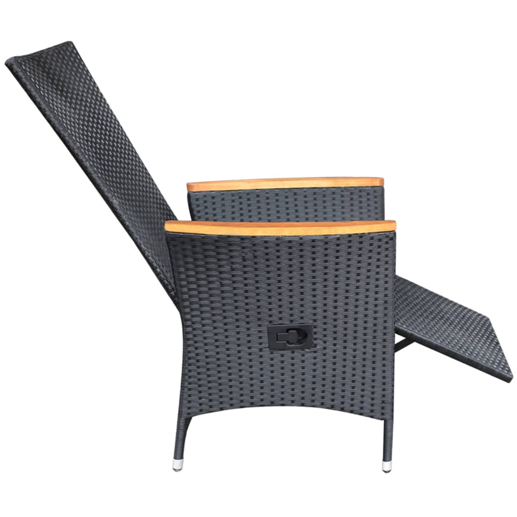 Sedie da Giardino Reclinabili 2 pz con Cuscini Polyrattan Nero - homemem39
