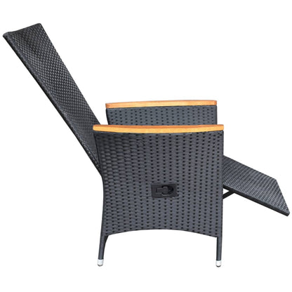 Sedie da Giardino Reclinabili 2 pz con Cuscini Polyrattan Nero - homemem39