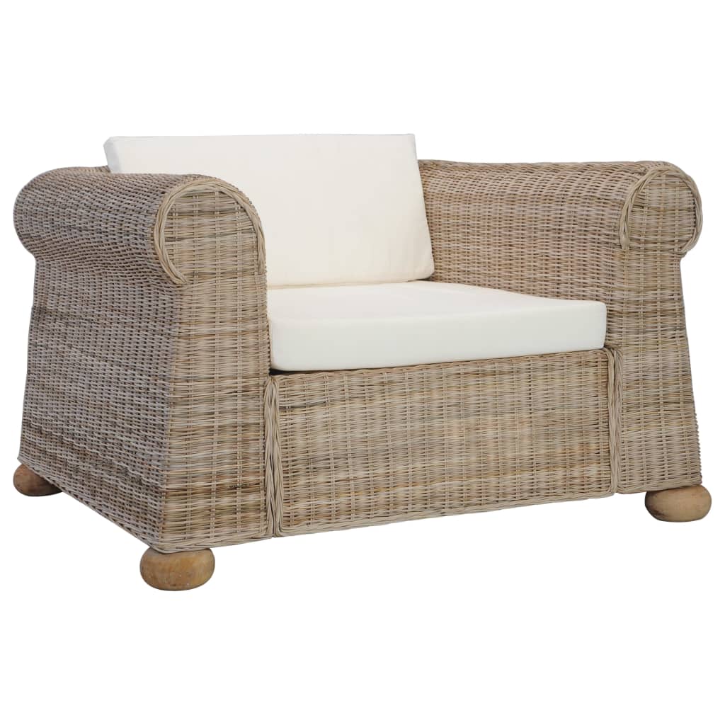 Set di Divani 2 pz con Cuscini in Rattan Naturale - homemem39