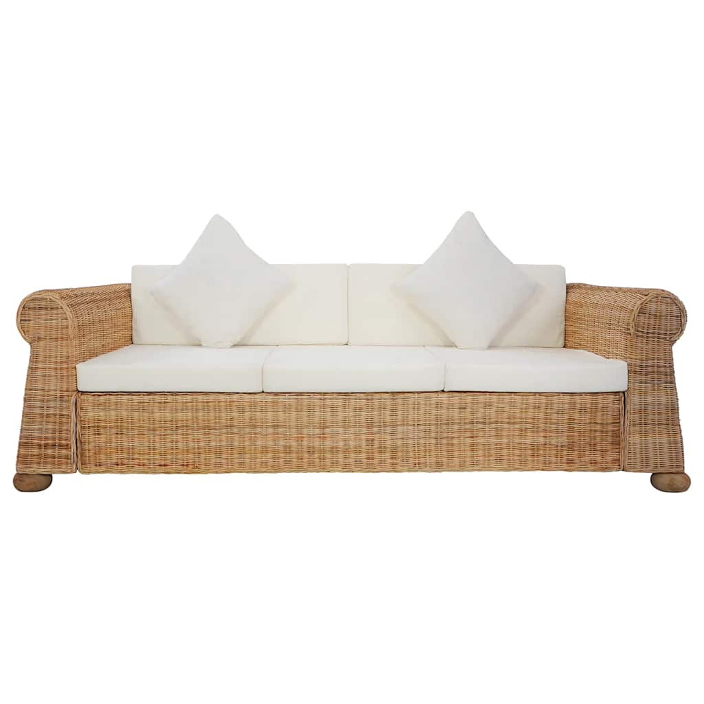 Set di Divani 2 pz con Cuscini in Rattan Naturale