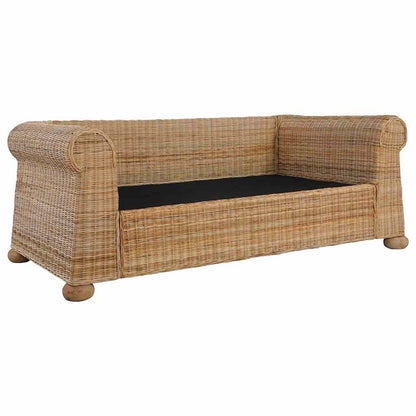 Set di Divani 3 pz con Cuscini in Rattan Naturale