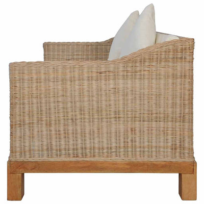Set di Divani 2 pz con Cuscini in Rattan Naturale - homemem39