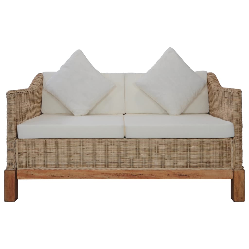 Set di Divani 2 pz con Cuscini in Rattan Naturale - homemem39