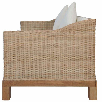 Set di Divani 2 pz con Cuscini in Rattan Naturale
