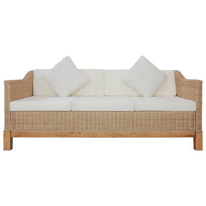 Set di Divani 2 pz con Cuscini in Rattan Naturale
