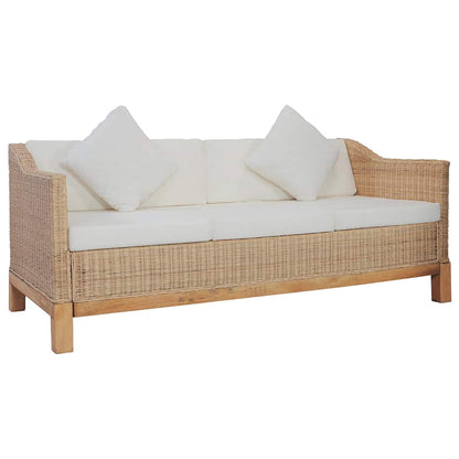 Set di Divani 2 pz con Cuscini in Rattan Naturale