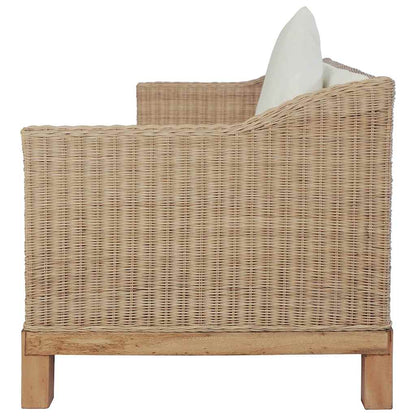 Set di Divani 2 pz con Cuscini in Rattan Naturale