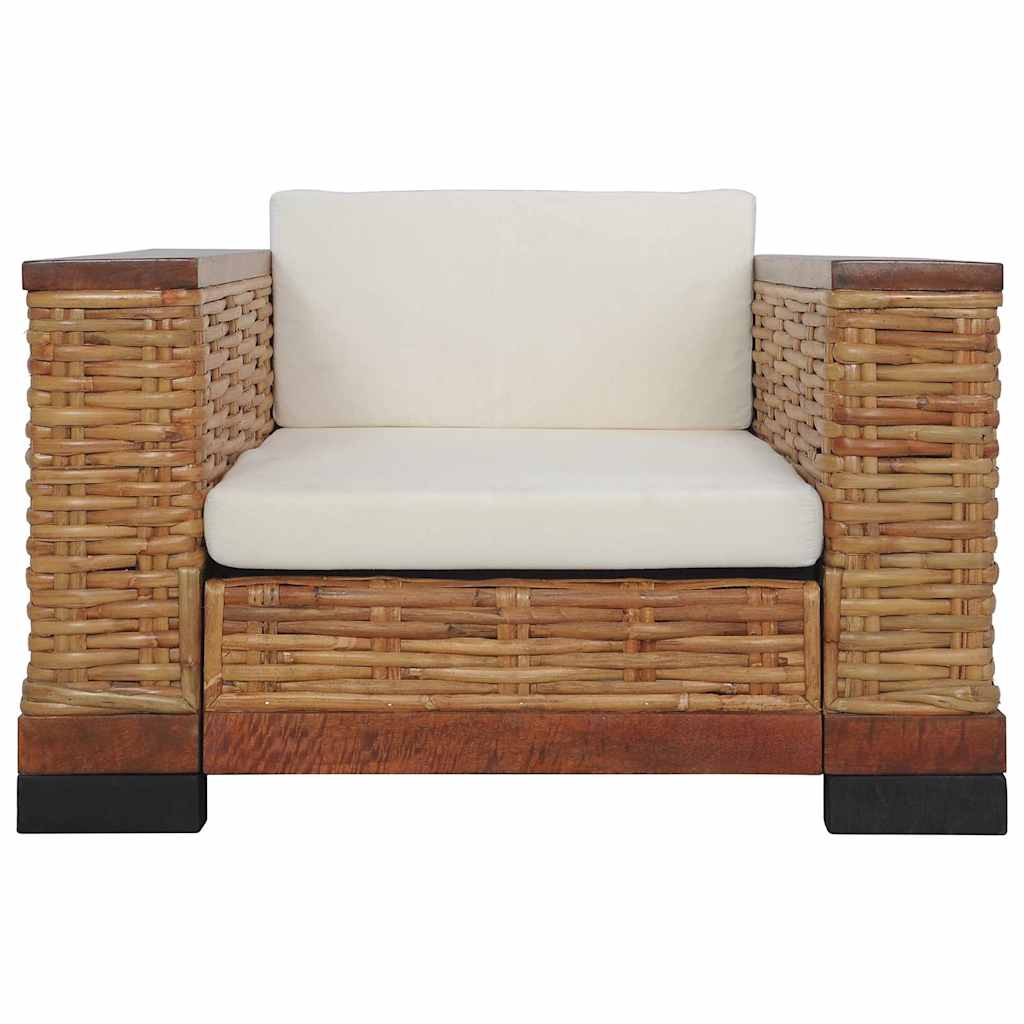 Set di Divani 2 pz con Cuscini in Rattan Naturale Marrone - homemem39