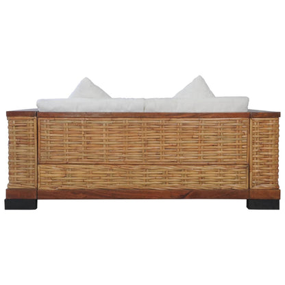 Set di Divani 2 pz con Cuscini in Rattan Naturale Marrone - homemem39