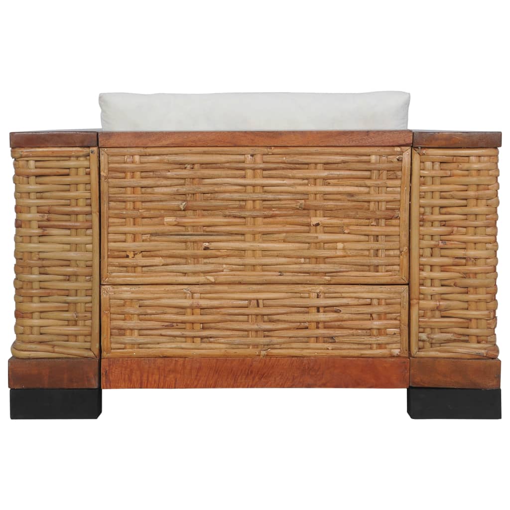 Set di Divani 2 pz con Cuscini in Rattan Naturale Marrone - homemem39