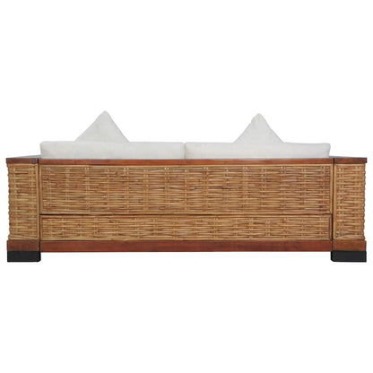 Set di Divani 2 pz con Cuscini in Rattan Naturale Marrone