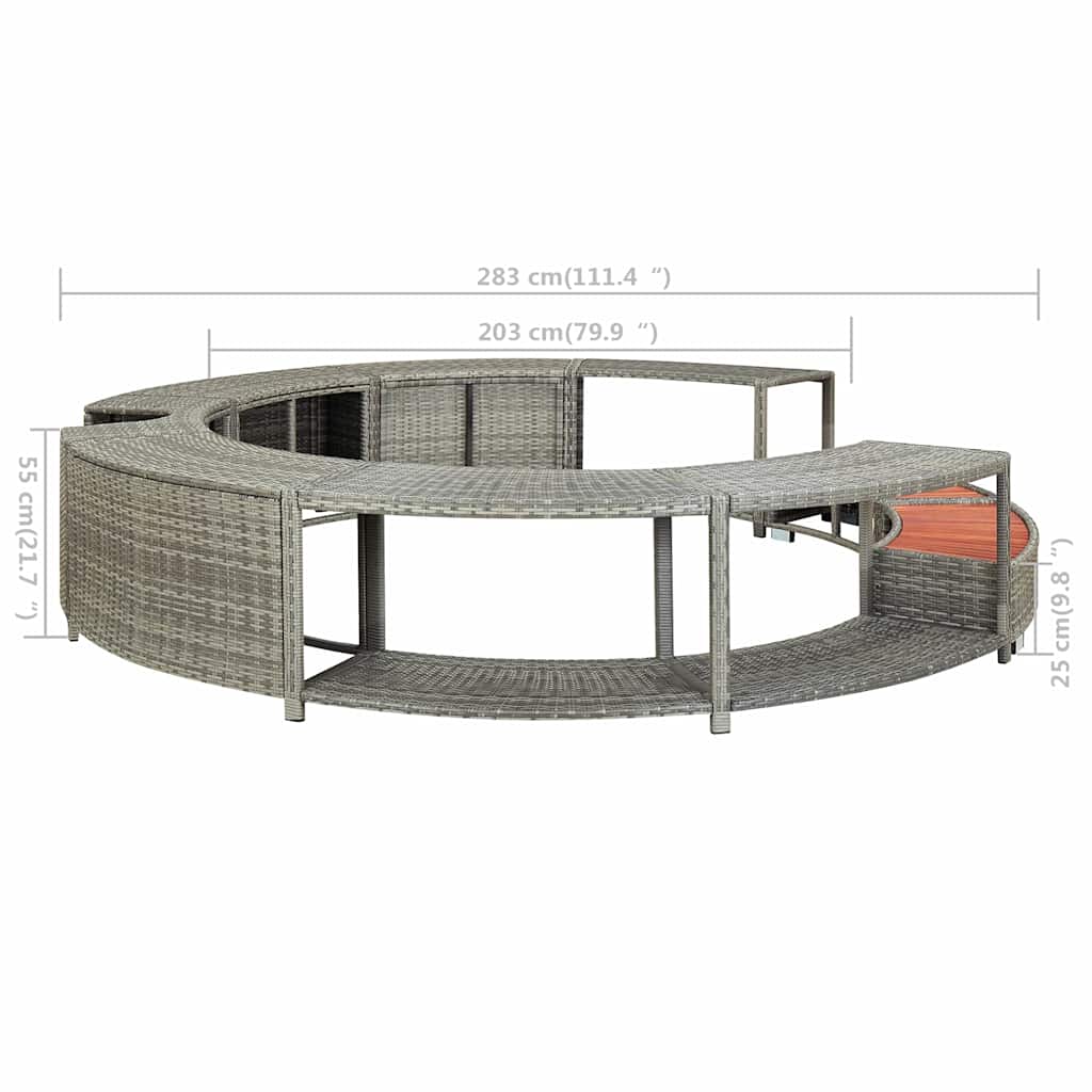 Bordo per Vasca da Spa in Polyrattan Grigio - homemem39