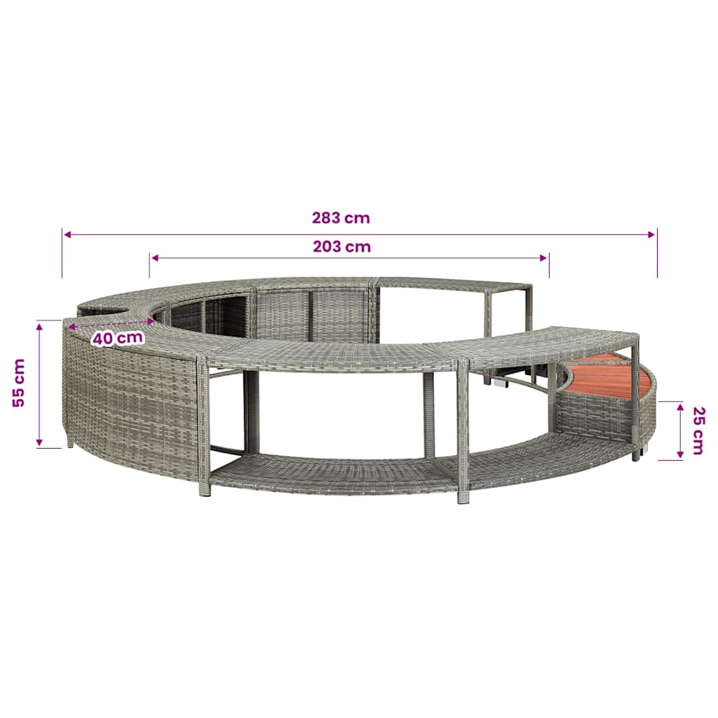 Bordo per Vasca da Spa in Polyrattan Grigio | homemem39