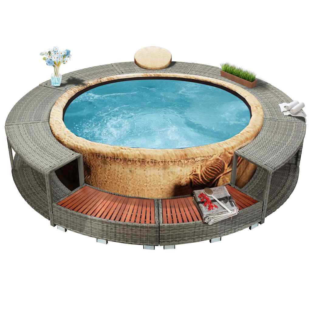 Bordo per Vasca da Spa in Polyrattan Grigio - homemem39