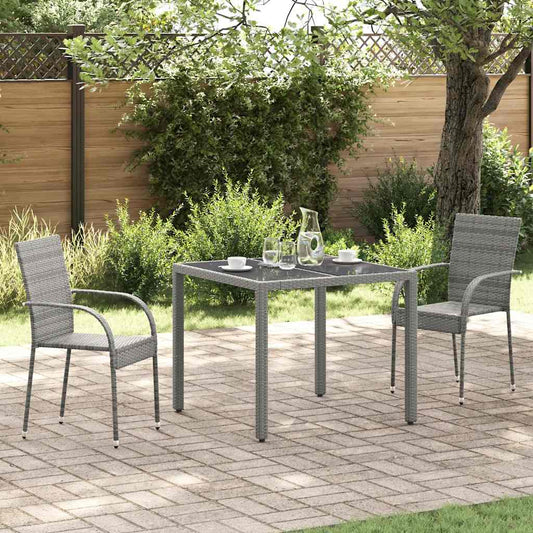 Sedie da Esterno Impilabili 2 pz Grigie in Polyrattan - homemem39