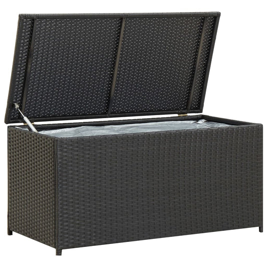 Baule da Giardino in Polyrattan 100x50x50 cm Nero