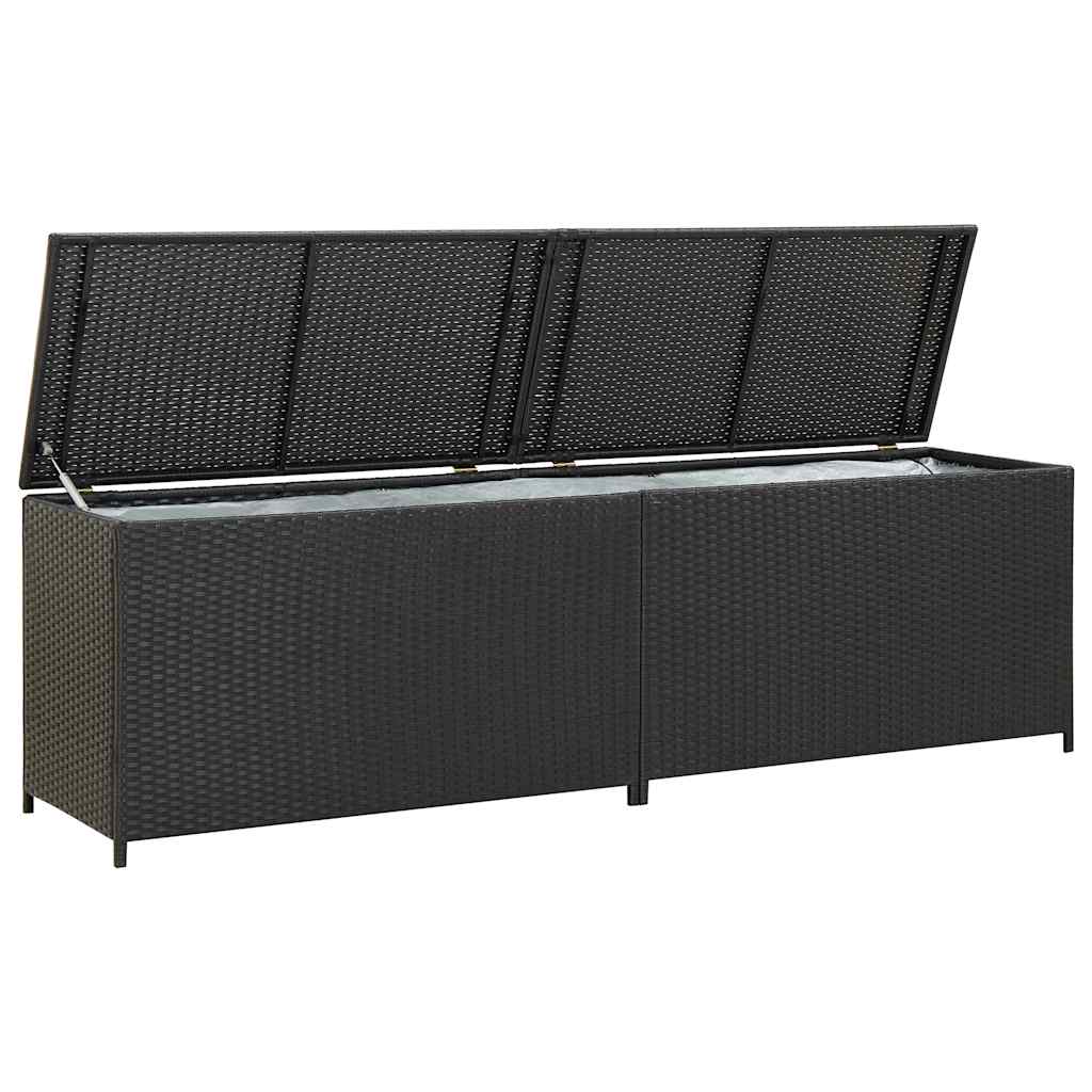 Baule da Giardino in Polyrattan 200x50x60 cm Nero | homemem39
