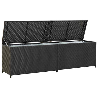 Baule da Giardino in Polyrattan 200x50x60 cm Nero | homemem39