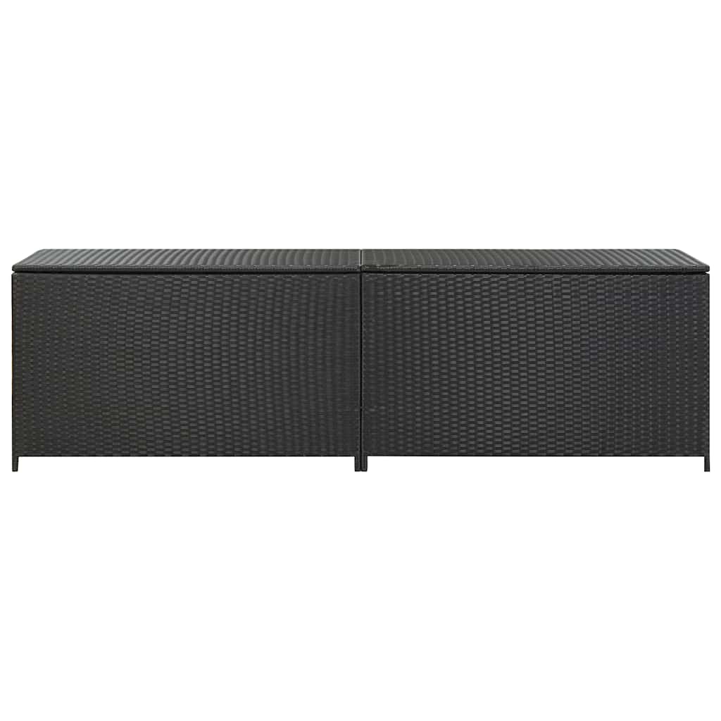 Baule da Giardino in Polyrattan 200x50x60 cm Nero | homemem39