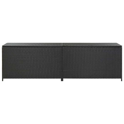 Baule da Giardino in Polyrattan 200x50x60 cm Nero | homemem39