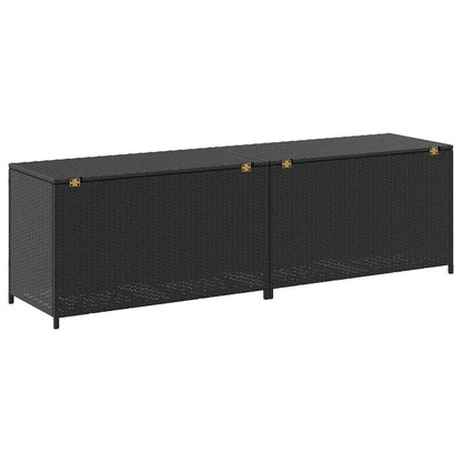 Baule da Giardino in Polyrattan 200x50x60 cm Nero | homemem39